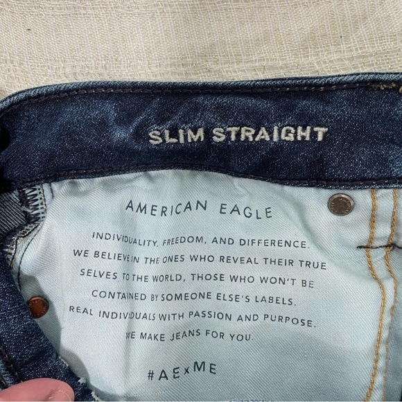 American Eagle Slim Straight Dark Wash Jeans Size 28 X 30 - Picture 11 of 14